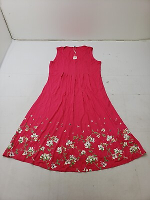 #ad Kilig Womens Dress Tank Sleeveless Round Neck Floral Hot Pink Size M NWT $11.19