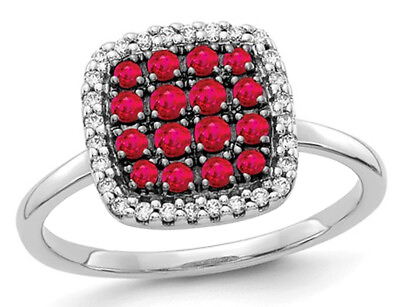 #ad 2 5 Carat ctw Natural Ruby Cluster Ring in 14K White Gold $699.00