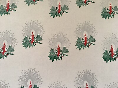 #ad VTG CHRISTMAS WRAPPING PAPER GIFT WRAP NOS CANDLES SILVER STAR HALO 1950s $9.99