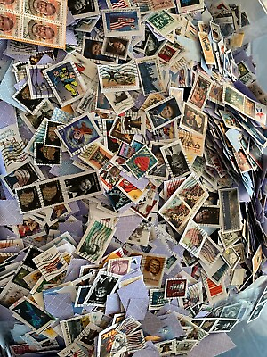 #ad BIG LOT OF 200 MIXED USED amp; CANCELLED U.S. POSTAGE STAMPS ON PAPER NEW amp; VINTAGE $11.99