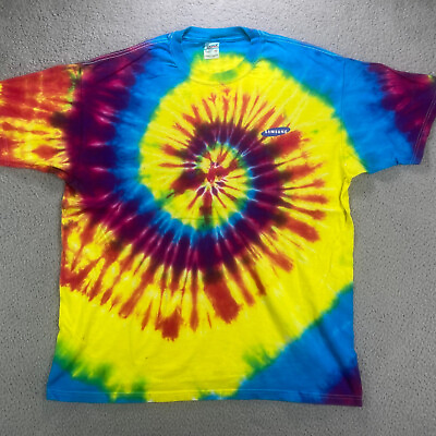 #ad Vintage Tie Dye Shirt Men Extra Large All Over Colorful Psychedelic Graphic Tee $13.84