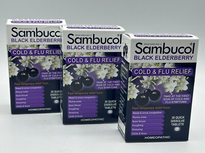 #ad Sambucol Black Elderberry Cold and Flu Relief Tablets 30 Count 3 Boxes $22.99
