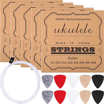 #ad Nylon Ukulele Strings with Felt Ukulele Picks for Soprano 21 Inch Concert 23 $15.36