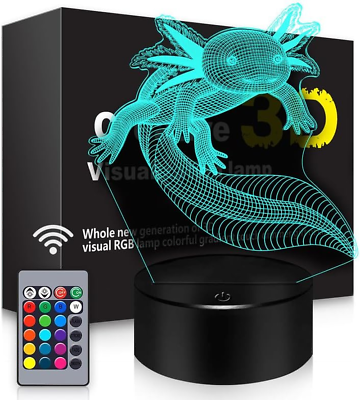 #ad Axolotl Gifts 3D Axolotl Night Light 3D Illusion Lamp 16 Colors Changing with $32.99