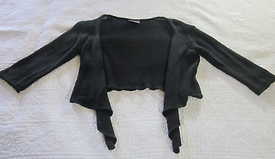 #ad Wooden Ships Womens Sweater Size S M Black Cardigan Crop 3 4 Sleeve $24.99