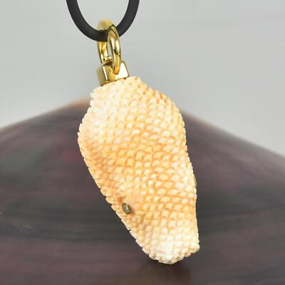 #ad Snake Head Pendant 18K Gold Vermeil Apricot Shell Carving Diamonds 13.28g $99.00