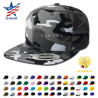 #ad Snapback Hat Flat Baseball Cap Trucker Solid Plain Blank Men Hip Hop Army CS 001 $8.03