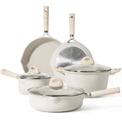 #ad Nonstick Pots and Pans 8 Pcs Induction Kitchen Cookware Sets Beige Granite $99.99
