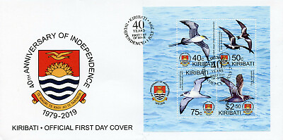 #ad Kiribati 2019 FDC Independence 40th 4v M S Cover Petrels Shearwater Birds Stamps GBP 6.39