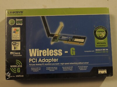#ad Linksys WMP54G Wireless G PCI Adapter WMP54G New Sealed $9.99