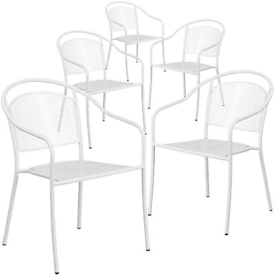 #ad Flash Furniture Patio Arm Chair with Round Back White 5 Pack 5CO3WH $426.56