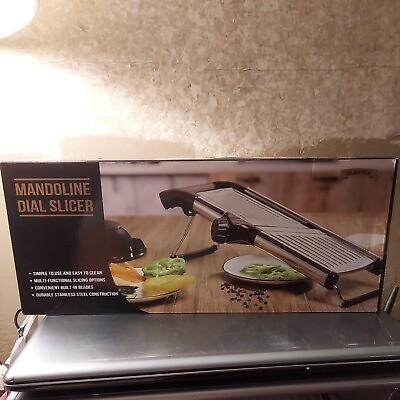 #ad New in Box Adjustable Stainless Steel Mandoline Slicer Dial Style $22.00