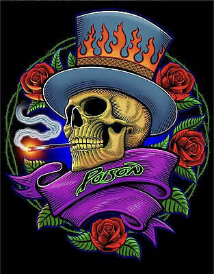 #ad Poison Rose Skull Metal Tin Sign Music Rock n#x27; Roll Home Shop Wall Decor #2491 $19.90