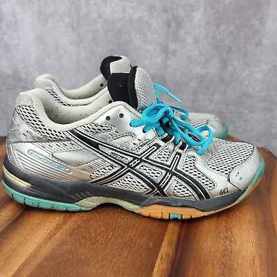 #ad Asics Gel Rocket 6 Volleyball Shoes Womens 8 Gray Blue Sneakers Trainers B257N $13.71