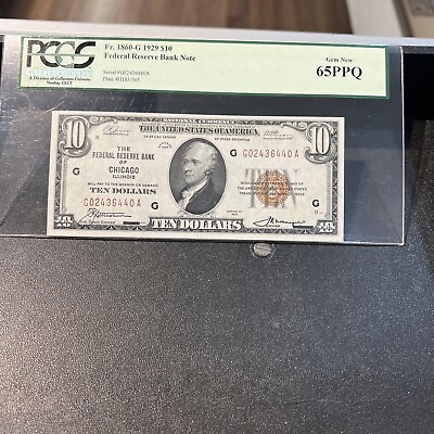 #ad Fr. 1860 G 1929 Chicago Federal Reserve Bank Note FRBN PCGS 65 PPQ $425.00