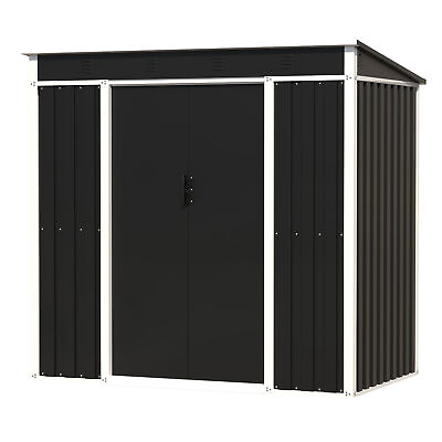 #ad AOBABO Metal 6#x27; x 3#x27; Outdoor Utility Tool Storage Shed with Door and Lock Black $205.99