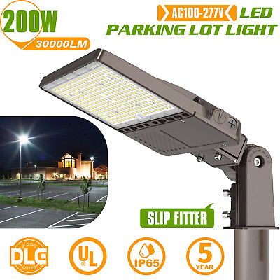 #ad UL 200W LED Parking Lot Pole Light Commercial Shoebox Fixture Dusk To Dawn 5000K $120.60