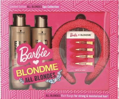 #ad Limited Edition Schwarzkopf BARBIE BlondeMe Shampoo Conditioner Hair Gift Kit $38.99