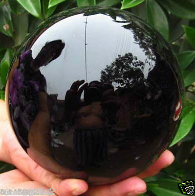 #ad 80MMstand Natural Black Obsidian Sphere Large Crystal Ball Healing Stone $30.54