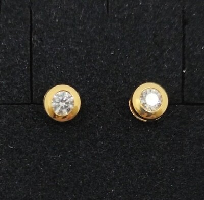 #ad Earrings Gold 18k 750 Mls. Chatones 0 3 16in $146.52