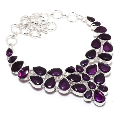 #ad Amethyst Gemstone Handmade 925 Sterling Silver Jewelry Necklace 18quot; $33.25