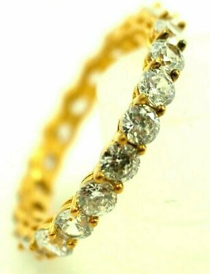 #ad Fine Ladies 20 stone CZ Eternity Ring Vermeil Gold over Sterling Silver Sz 6.5 $27.95