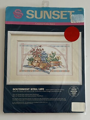 #ad 1992 Sunset Counted Cross Stitch Kit 13550 Southwest Still Life 16x10 Ann Craig $9.99