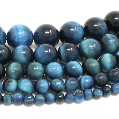 #ad Blue Green Tiger Eye Beads Round 4mm 6mm 8mm 10mm 12mm 15.5quot; Strand $8.98