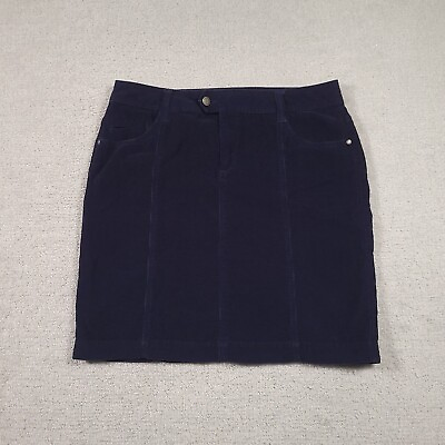 #ad Faded Glory Corduroy Skirt Womens 14 Navy Blue Straight Party Casual $14.97