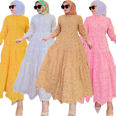 #ad Elegant Women Muslim Lace Embroidery Abaya Long Maxi Dresses Dubai Kaftan Party C $47.74
