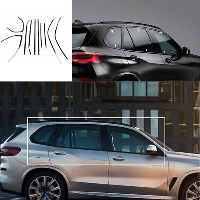 #ad Window Molding Fit For BMW X5 E70 2008 2013 Trim Decoration Strips Black Steel $376.83