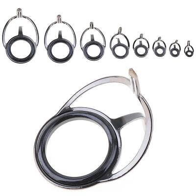 #ad Fishing Rod Guides Steel Ceramic Ring Fishing Rod Repair Guides Replacement 8pcs $8.98