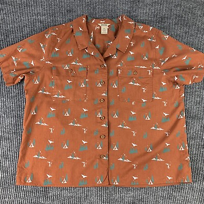 #ad Duluth Trading S S Button Up Shirt Nature Stargazing Nature XL Henp Cotton $14.00