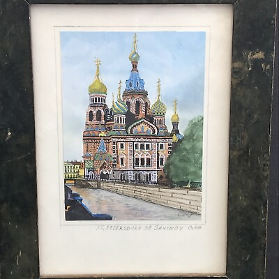 #ad Known Russian Artist Fine Miniature W C PAINTING St. Petersburg Oleg Savinov 99 $195.00
