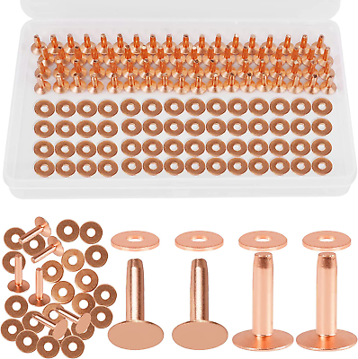 #ad 154Pcs Copper Rivets for Leather 12 Smooth Leather Rivets without Pattern $25.17