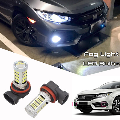 #ad 2pcs Xenon White Fog Lights H11 H8 LED Bulbs for Honda Civic 2006 2020 Fog Lamp $11.99