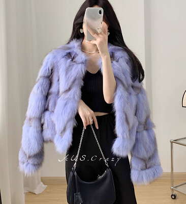 #ad Real Fox Fur Coat Womens Short New Young Fashion Fur Jackets Warm Overcoats M XL $439.98