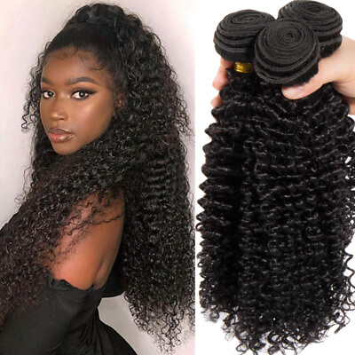 #ad Kinky Curly Wave 3Bundles=300G Brazilian Virgin Human Hair Weave Extension THICK $16.04