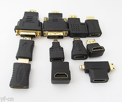 #ad 5pcs Multi type HDMI Male Female DVI D Converter Adapters Gold Plated $6.63