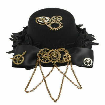 #ad 1pc Gear Bowknot Hat Pattern Hair Clip Girls Steampunk Gothic Head Wear Gifts $13.34