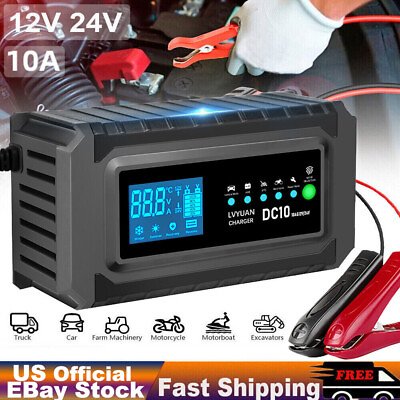#ad 12V 24V 10A Car Automatic Battery Charger AGM GEL Intelligent Pulse Repair $19.99
