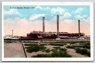 #ad Douglas AZ C amp; A Calumet amp; Arizona Copper Smelter Plant Smokestacks c1920s $9.00