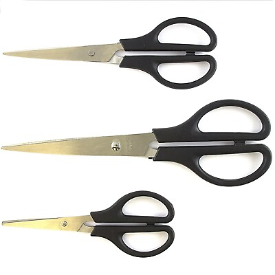 #ad 3 PC HOUSEHOLD SCISSORS SET School Office Cutting Sewing Arts Crafts Kitchen $8.95