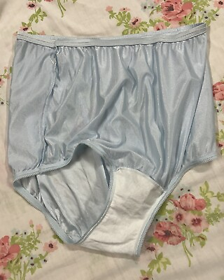 #ad Unknown Brand Nylon Panties Size 6 7 Cotton Gusset Blue Granny Panties $22.00