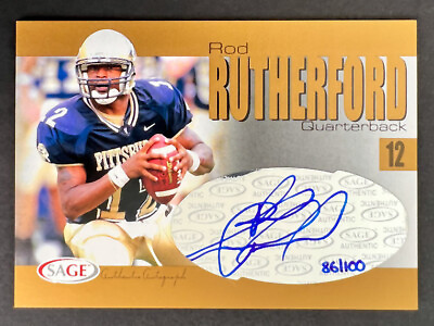 #ad 2004 SAGE #A36 Rod Rutherford 100 AUTO Gold Pittsburgh Panthers $13.99