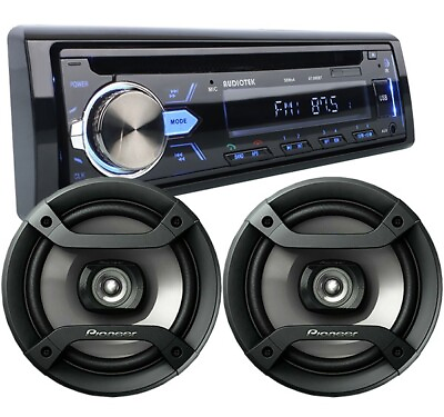 #ad 2X Pioneer 6.5quot; Speakers Audiotek 1 Din Car Stereo Bluetooth CD AM FM Receiver $99.99