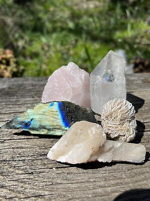 #ad Large Mineral Specimen Lot Labradorite Stilbite Quartz Crystals amp; Desert Rose $24.95