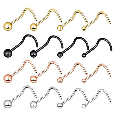 #ad 4Pcs Set Tiny Ball Nose Ring Surgical Steel Nostril Screw Stud Piercing Jewelry $3.59