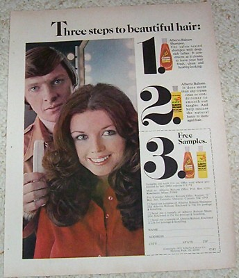 #ad 1973 vintage ad Alberto Balsam shampoo Girl hair PRINT magazine page AD $7.99