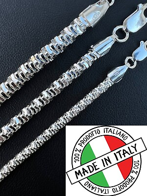 #ad Real 925 Sterling Silver Diamond Cut Sparkle Ice Rope Chain Necklace 3 5mm ITALY $201.67